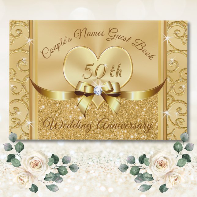 50.º Boda Aniversario Libro de Invitados Personali (50th Wedding Anniversary Guest Book. Golden anniversary guest book. 50th anniversary guest book.)