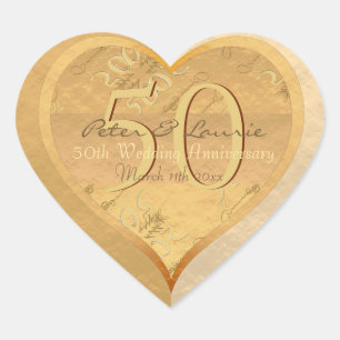 50.º Boda Aniversario Pegatina del Corazón