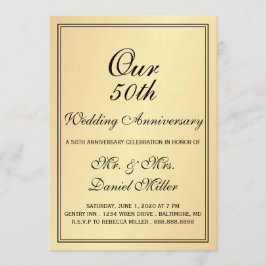 50.º Boda Fiesta Invitación de oro ligero