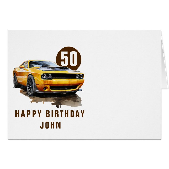 50.º coche muscular clásico americano de cumpleaño (Anverso (Horizontal))
