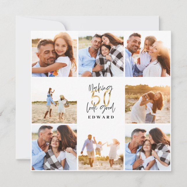 50.º collage de fotografías modernas en negro y or (Anverso)