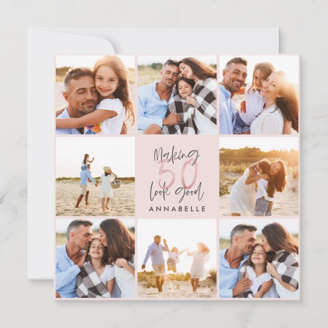 50.º collage de fotos de purpurinas de niñas rosad (Anverso)