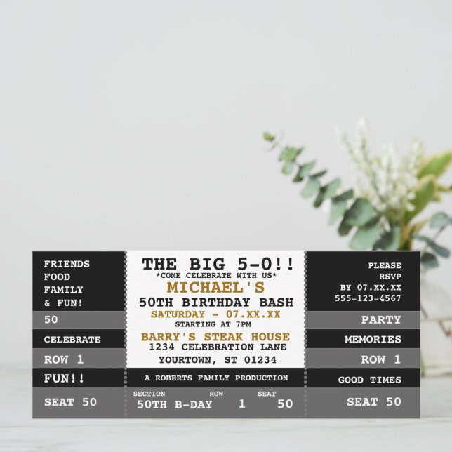 50.º Concierto de Cumpleaños Invitaciones a la Fie (Anverso de pie)