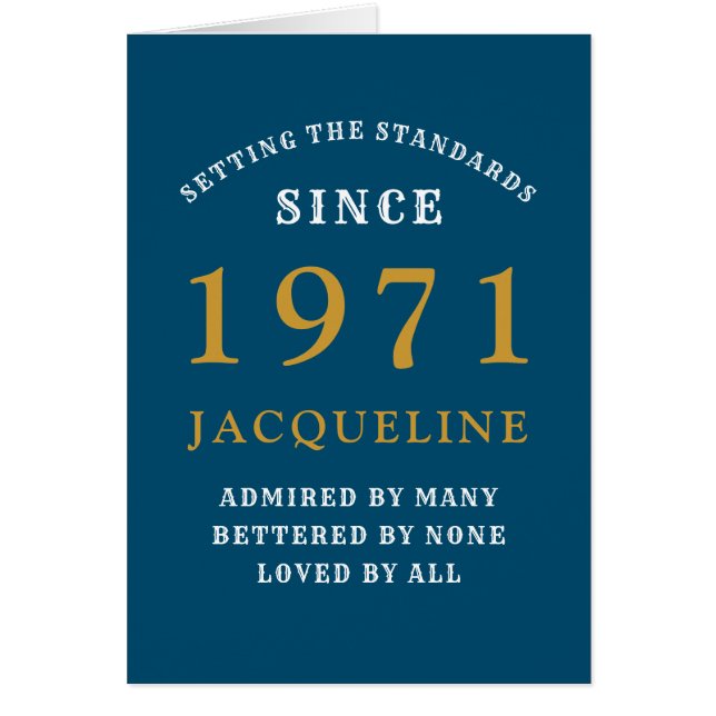 50.º cumpleaños 1971 Oro Azul para su personalidad (Frente)