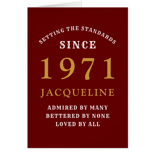 50.º cumpleaños 1971 Oro Rojo para su personalidad (Frente)