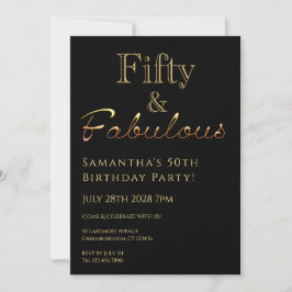 50.º cumpleaños 50 y fabulosa invitación de oro ne
