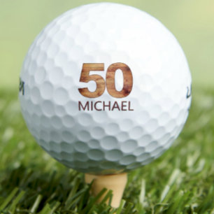 50.º cumpleaños bolas de golf regalo de madera de