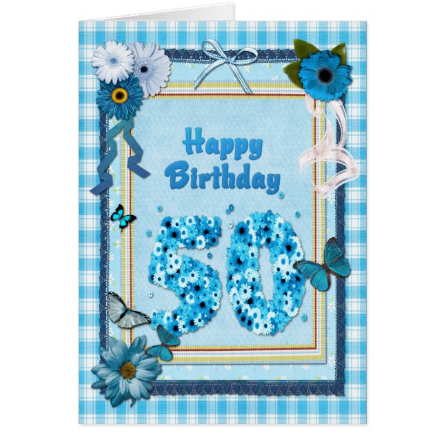 50.º cumpleaños con un efecto scrapbook (Frente)