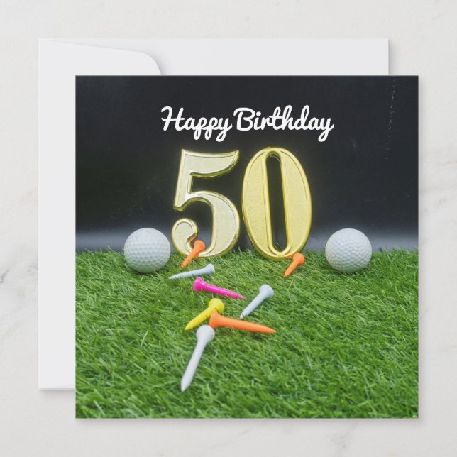 50.º cumpleaños del golf al golfista con bolas y t (Anverso)