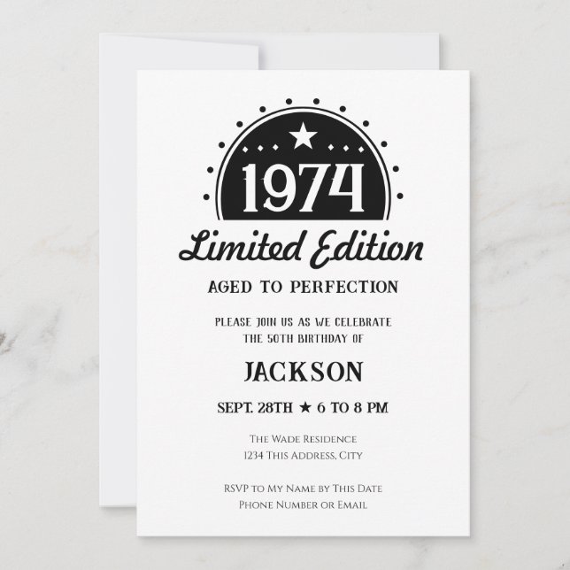 50.º cumpleaños edición limitada Invitación (Anverso)