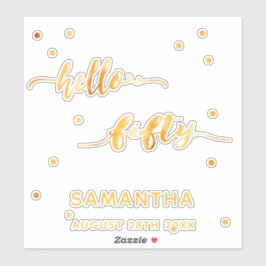 50.º cumpleaños hola cincuenta pegatina de nombre 