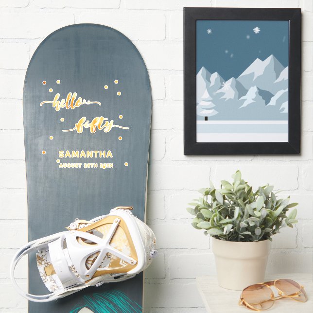 50.º cumpleaños hola cincuenta pegatina de nombre  (snowboard)