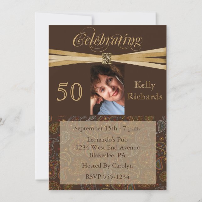 50.º cumpleaños - Invitaciones a la foto personali (Anverso)