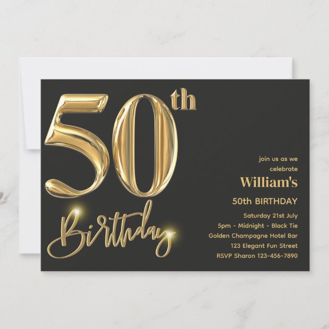 50.º CUMPLEAÑOS INVITACIONES PARA ÉL - ELEGANCIA D (Anverso)