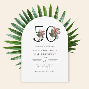 50.º cumpleaños Sencilla y Elegante invitación tro