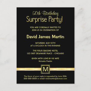 50.º Fiesta de sorpresa de cumpleaños - Invitacion