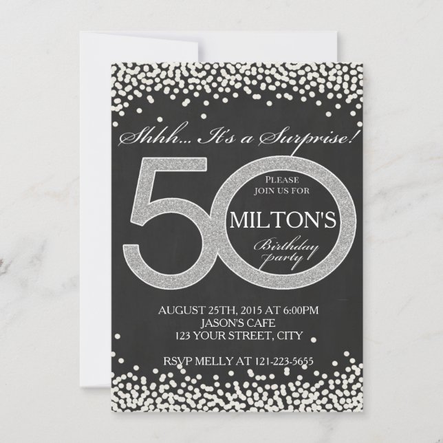 50.º hombre de tarjeta de invitación para fiesta s (Anverso)