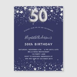 50.º imán de invitación azul marino