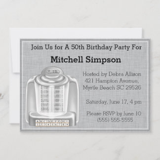 50.º Jukebox Invitaciones de cumpleaños