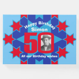 50.º libro de invitados rojo azul estrella de la f