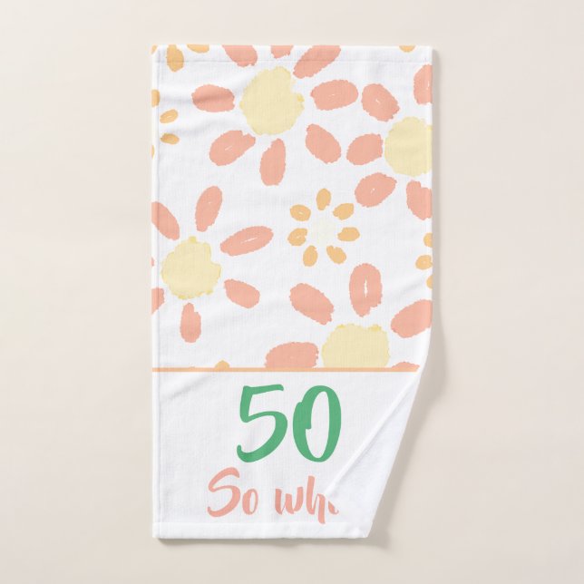 50.º Naranja de cumpleaños Funny acuarela Floral (Toalla de mano)