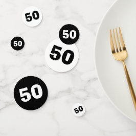 50.º natalicio Confeti Blanco y Negro