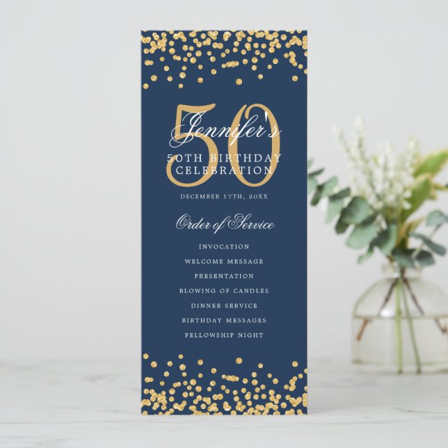 50.º programa de cumpleaños gracias azul de la Mar (Anverso de pie)