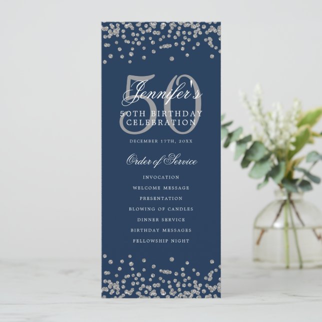50.º programa de cumpleaños gracias azul de la mar (Anverso de pie)