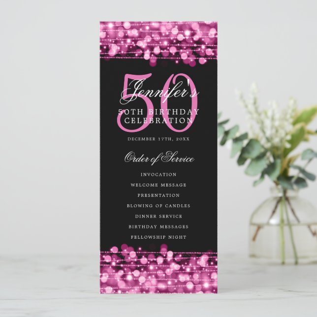 50.º Programa de Cumpleaños Menú Rosa Caliente+Gra (Anverso de pie)