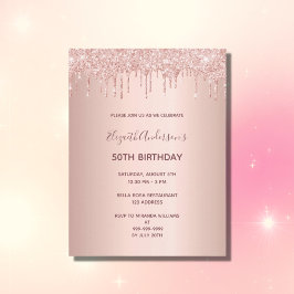 50.º rosa purpurina de oro invitación a gozar