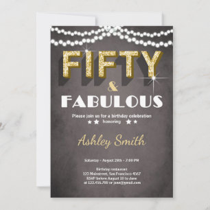 50 50 y fabuloso oro de la invitación al cumpleaño