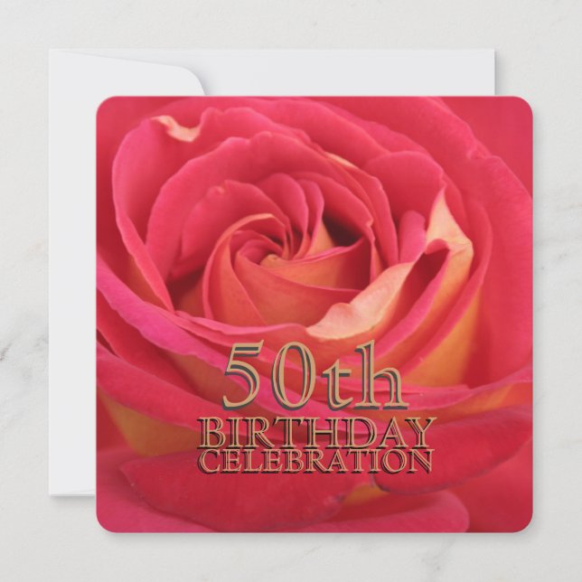 50.a invitación color de rosa del personalizado de (Anverso)