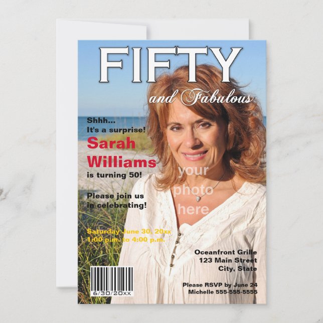 50.a invitación de la fiesta de cumpleaños de la (Anverso)