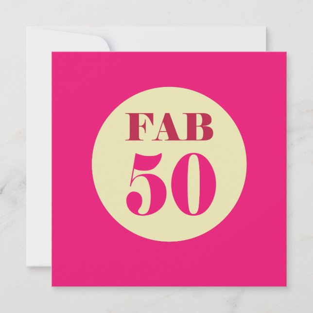 50.a invitación del cumpleaños cincuenta fabulosos (Anverso)
