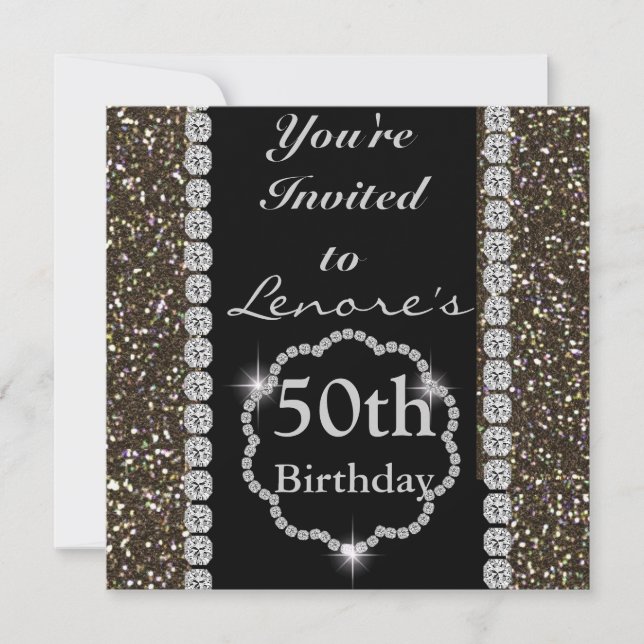 50.a invitación PERSONALIZADA BLING del cumpleaños (Anverso)