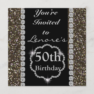 50.a invitación PERSONALIZADA BLING del cumpleaños
