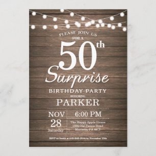 50.a madera de la invitación del cumpleaños de la