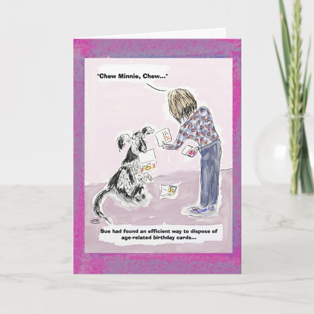 50.a tarjeta de felicitación divertida del dibujo (Anverso)