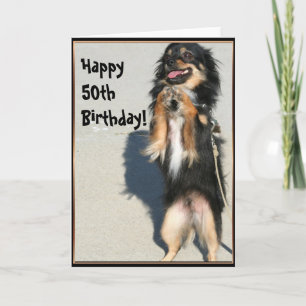 50.a tarjeta de felicitación feliz de la chihuahua