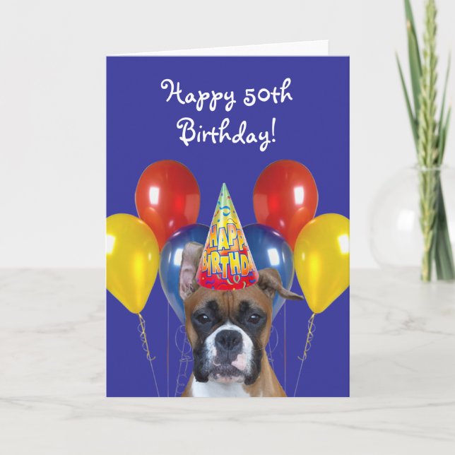 50.a tarjeta de felicitación feliz del perro del (Anverso)