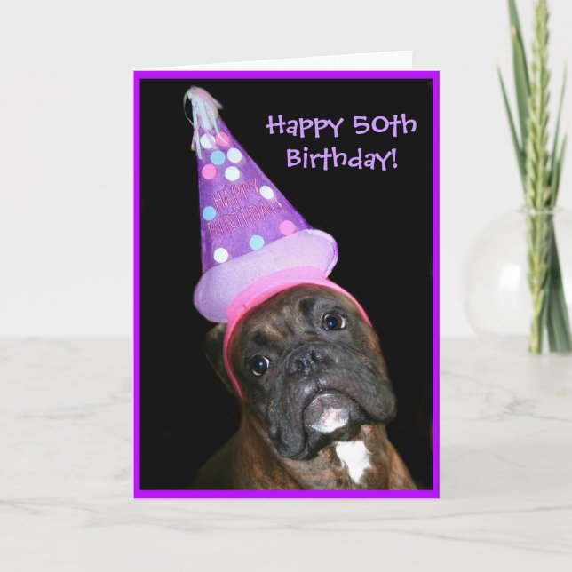 50.a tarjeta de felicitación feliz del perro del (Anverso)