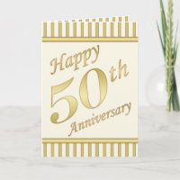 50.a tarjeta feliz de oro del aniversario - rayas