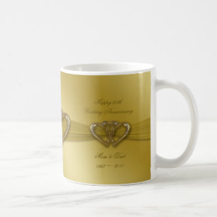50.a taza de café de oro clásica del aniversario