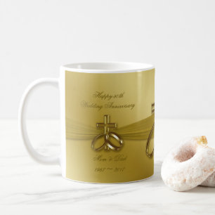 50.a taza de café de oro religiosa del aniversario