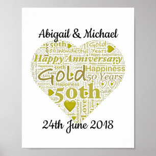 50 Aniversario Boda Personalizado del Arte de Pala