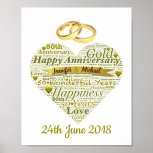 50 Aniversario Boda Personalizado del Arte de Pala