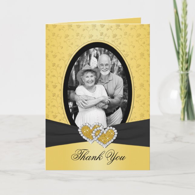 50 Aniversario Corazones de agradecimiento tarjeta (Anverso)