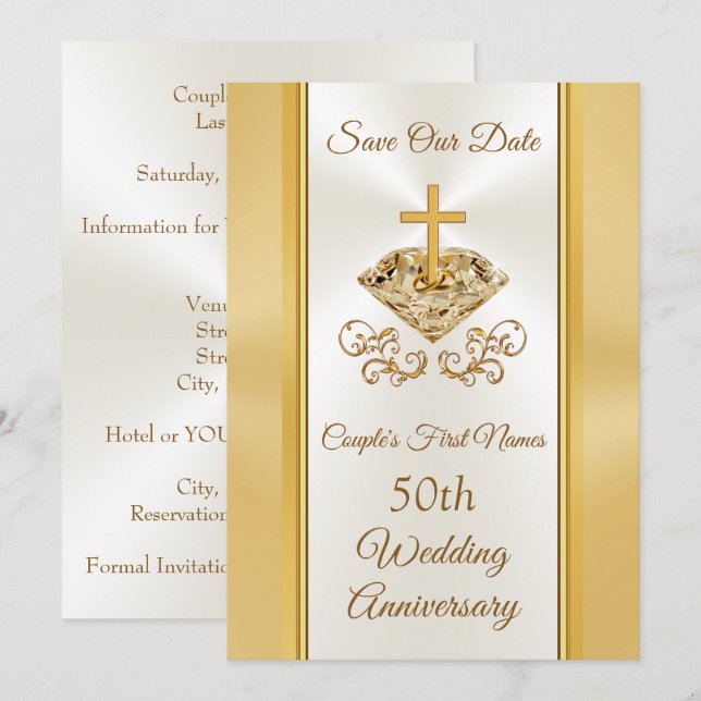 50° aniversario de Boda Salven las tarjetas de fec (Anverso / Reverso)
