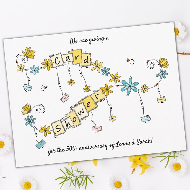 50° Aniversario de la Ducha de la Tarjeta Solicitu (50th anniversary card shower postcard)