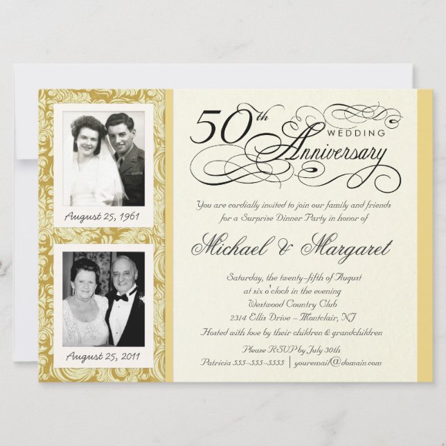 50 Aniversario de la Fiesta 2 Invitación a la foto (Anverso)